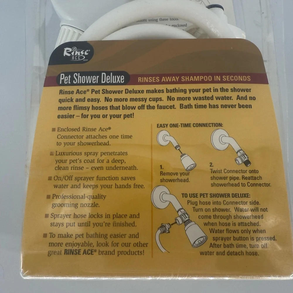 VTG Rinse Ace Deluxe Pet Dog Shower Sprayer 8 Foot Hose & Head Attachment NOS